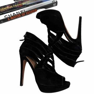 Alaia Heels Laser Cut Out Suede Stiletto Pumps